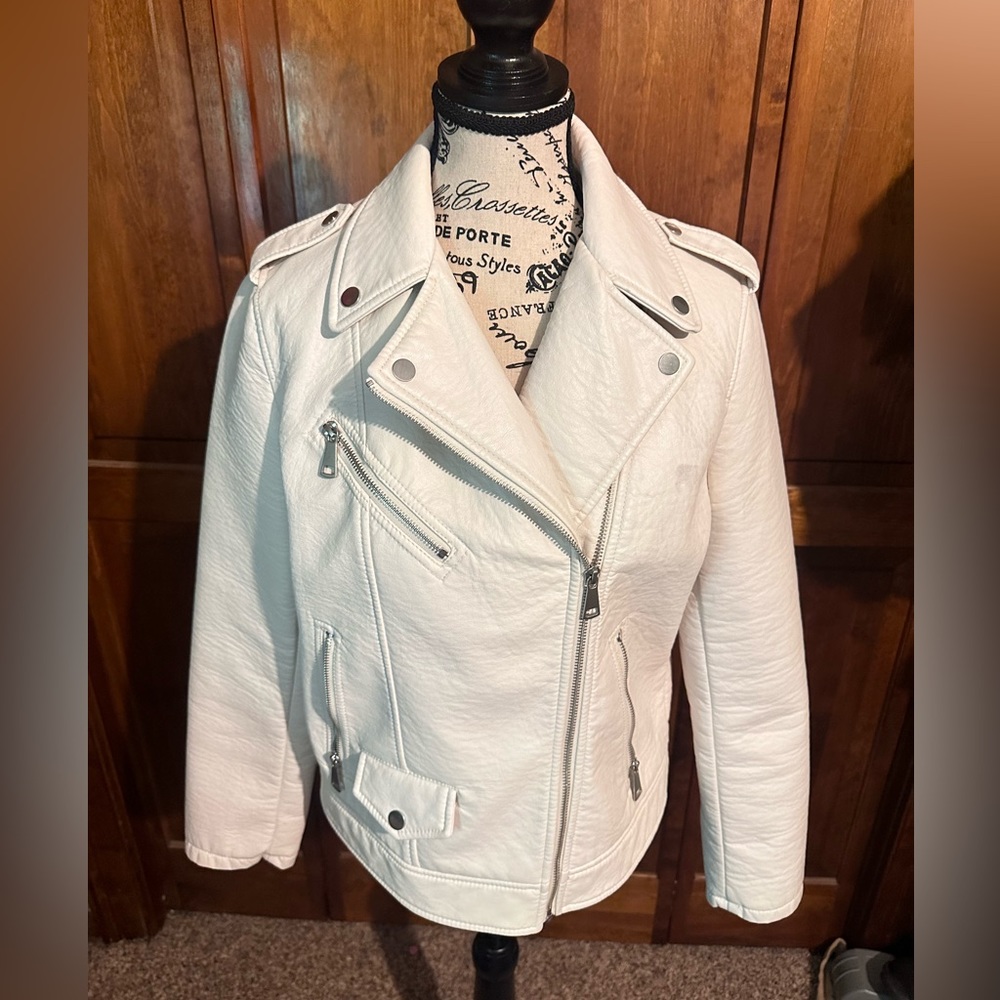 Express - Faux leather moto jacket. White. Size: Medium